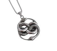 LHJHZDJC Collana vintage con doppio ciondolo Ouroboros a forma di serpente, per uomini e donne, alla moda, per feste, punk, congratulazioni, accessorio streetwear per uomini e donne, regalo casual