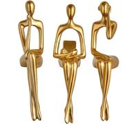 LHJHZDJC Set di statue astratte moderne in oro, 3 statuette in resina per casa, ufficio, libreria, decorazione da scrivania, accessorio streetwear per uomini e donne, regalo casual