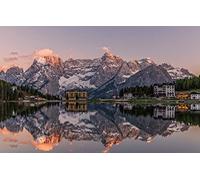 LHJOYSP 1000 pezzi puzzle Città Lago Edifici Italia Dolomiti Dolomiti Alpi Lago Misurina 75x50cm