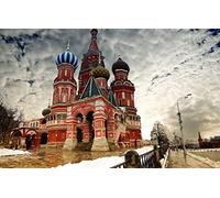 LHJOYSP 3d puzzle 1000 pezzi Città inverno recinzione di neve Cremlino di Mosca Russia Cattedrale di San Basilio Putin Capital 75x50cm