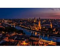 LHJOYSP 3d puzzle 1000 pezzi Luci del tramonto della città Verona, Italia 75x50cm