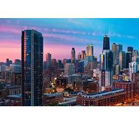LHJOYSP puzzle economici puzzle 1000 pezzi Chicago tramonto della città 75x50cm