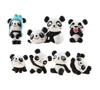 LHKJ 1 Set di 8 mini animali in miniatura Panda Decorazione, simpatici giocattoli statuette decorative, fai da te da giardinaggio bambola