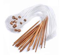 LHKJ 12 Pezzi Uncinetto Tunisino,Tappeto Crochet in Varie Misure Set Uncinetto Legno Tunisino da 2 a 12 mm,Kit Uncinetti di Legno per Maglieria ed Artigianato