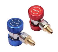 LHKJ 2 pcs Adattatori Rapidi AC R134,Collettore Refrigerante Adattatore Alto Basso 1/4" SAE HVAC