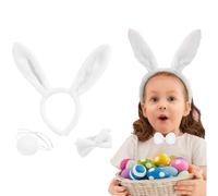 LHKJ 3 pcs Copricapo di Coniglio,Fascia per Capelli dell'orecchio di Coniglio per Bambini,Pasqua, Natale, Halloween Costume Natalizio Bianco