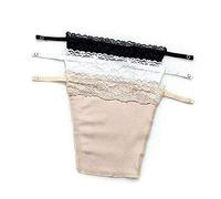 LHKJ 3 Pezzi Camisole di Pizzo,Copri Scollatura Reggiseno Senza Spalline,Nero Bianco Beige