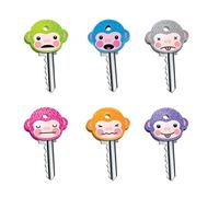 LHKJ 6 pezzi Portachiavi a Forma di Testa di Scimmia,Copertina Chiave Cappucci per Chiavi in Silicone per Facile Identificazione Chiave di Porta