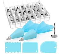 LHKJ Utensili Pasticceria,24 x Acciaio Inox Ugello Set e 3 Impasto Spatola per Decorazione Pasticceria e Torte Decorating Tools Decorativo
