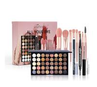 LHLXZQ Set Trucco per Occhi, Kit Trucco Viaggio Completo con Eyeshadow Palette, Mascara, Eyeliner, Matita per Sopracciglia e Pennelli Ombretti, Set Regalo per Donne e Ragazze Principianti, 02A