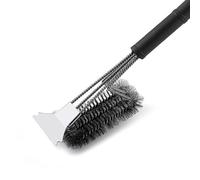 LHLXZQ Spazzola per Barbecue, Spazzola per la Pulizia Della Griglia con 3 File Setole a Spirale Metallica e Raschietto, Accessori per BBQ per Pulire Barbecue a Gas, Griglia a Carbonella, Elettrica#1