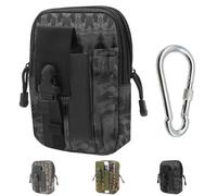 LHLZNB Marsupio tattico + gancio da esterno, marsupio universale per esterni, adatto per uso quotidiano, con fondina per cellulare, per sport, ciclismo, escursionismo, pesca, campeggio, viaggi, Nero