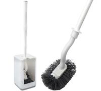 LHNNDM 1 scopino per WC con supporto, design curvo, scopino per WC con detergente per bordi, manico lungo e setole forti per la pulizia del bagno (1)