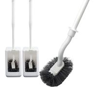 LHNNDM Scopino per WC con supporto, design curvo, scopino per WC con detergente per bordi, manico lungo e setole resistenti per la pulizia del bagno (2)