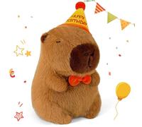 LHOEST Capibara Peluche Compleanno Peluche Cute Capybara peluche con Cappello da Compleanno 25 CM Animale Peluches capibara Gadget Kawaii Capibara Giocattolo Regalo per Ragazzi Ragazze Bambini