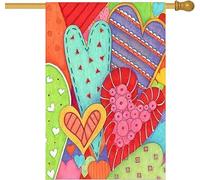 LHSION Bandiera a forma di cuore, 71 x 101 cm, con scritta "Love", in iuta su entrambi i lati, per la decorazione esterna delle vacanze