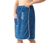 LHSJYG Asciugamano Doccia Men Bath Towel Wrap-Around Absorbent Quick Dry Bath Wrap Towel Secure Buckle And Pocket Shower Wrap(Blue)