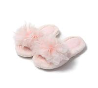 LHSJYG Ciabatte Donna Decorazione con Fiocco Pantofola da Donna Invernale con Plateau, Morbida Pelliccia, Calda, da Donna, Soffici Pantofole da casa, Punta Aperta(Pink-8,38-39)