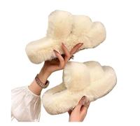 LHSJYG Ciabatte Donna Pantofole Invernali con Punta Aperta e Suola Spessa, con Tacco, da Donna, Casual, Scarpe da Camera da Letto, morbide Scarpe da Esterno(4 cm White,36-37)