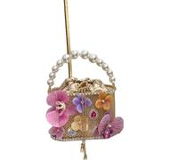 LHSJYG Pochette di Perle per le Donne Borsa con perline a forma di fiore, acqua brillante, diamante, cesto verdure, gabbia for uccelli, secchiello for banchetti, borsa a tracolla for manubrio