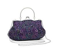 LHSJYG Pochette di Perle per le Donne Borse da sera retrò for donna Pochette con paillettes ricamate catena di perline for abito banchetto, borsa sposa(Color4)