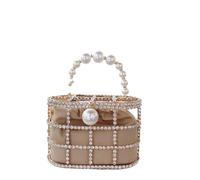 LHSJYG Pochette di Perle per le Donne Pochette da donna Borsa a tracolla con perle diamanti sera for matrimonio di grande capacità(B)