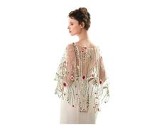 LHSJYG Stola Chiffon Elegante bolero da sposa in pizzo floreale con colletto gioiello e fiori selvatici, for donna, scialli sera festa