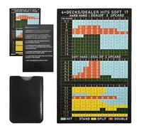 LHTHT Blackjack Basic - Scheda strategica con custodia protettiva in PU, carte strategiche Blackjack e Play Variation Index Collection per set da tavolo da casinò, 4/6/8, su All 17s (2 sided Card)