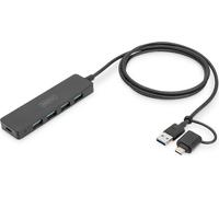 Digitus Hub USB 3.0 DA-70236 - 4 porte, alimentazione USB-C, 5 Gbit/s - Nero