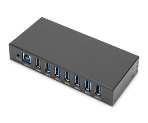 L'hub USB 3.0 industriale DIGITUS è ideale per le applicazioni industriali grazie al suo alloggiamento in metallo.Può essere montato a parete o su una guida di supporto e viene collegato a un computer