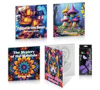 LHUDILS Mandala da Colorare Adulti 4 Pezzi con Motivi Animali Fiori e Case Libri da Colorare per Adulti 96 Pagine Set Matite Colorate per Relax e Antistress