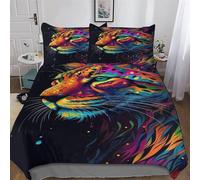 LHXLHXX 3D Leopard Set Di Biancheria Da Letto Copri Piumino Anallergico in Microfibra 3 Pz Copripiumino Con Chiusura A Cerniera Set Per Adulti E Adolescenti Double (200x200cm)