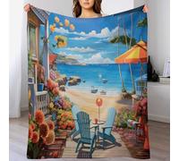 LHXLHXX Coperta TV Mediterranean View Copertas Tutte Le Stagioni - Accoglienti E Resistenti - Pile in Flannel Di Flanella Supersoft - Per Letto E Divano 100×130cm