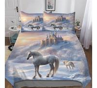 LHXLHXX Copripiumino Stampa Castle - Set Parure Copripiumone in 100% Microfibra 3 Pezzi Con Federa, Con Chiusura A Cerniera - Biancheria Da Letto, Double (200x200cm)