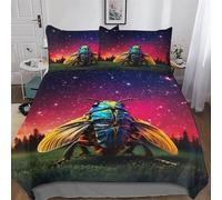 LHXLHXX Copripiumino Stampa Insects - Set Parure Copripiumone in 100% Microfibra 2 Pezzi Con Federa, Con Chiusura A Cerniera - Biancheria Da Letto, Single(135x200cm)