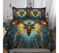 LHXLHXX Copripiumino Stampa Insects - Set Parure Copripiumone in 100% Microfibra 3 Pezzi Con Federa, Con Chiusura A Cerniera - Biancheria Da Letto, Double (200x200cm)