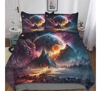 LHXLHXX Fantasy Landscape Set Copripiumino 3D Stampa E Federa Coordinata Biancheria Da Letto 3 Pz, Set Copripiumone in Microfibra Morbida King(220x240cm)