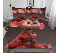 LHXLHXX Monkey Copripiumino 3 Pz Biancheria Da Letto Microfibra Morbida Set Copripiumini E Federe Con Chiusura A Cerniera, Double (200x200cm)