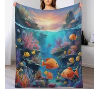 LHXLHXX Ocean Fish Coperte Morbide E Calde Per Tutte Le Stagioni, Copertas Leggera in Flanella in Flannel Per Letto, Divano E Dormitorio, All'Aperto 180×200cm