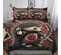 LHXLHXX Set Copripiumino Hedgehog 3D - Parure Copripiumone in Microfibra 3 Pezzi Con Federe, Chiusura A Cerniera Biancheria Da Letto Copripiumini, Double (200x200cm)