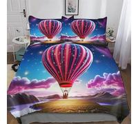 LHXLHXX Set Copripiumino Hot Air Balloon 3D - Parure Copripiumone in Microfibra 3 Pezzi Con Federe, Chiusura A Cerniera Biancheria Da Letto Copripiumini, Double (200x200cm)