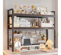 LHXLSH Mensola Da Tavolo In Legno, Organizer Per Mensole, In Legno Massello Da Scrivania Per Studenti Libreria, Unità Di Mensole Supporto Da Ufficio Design Industrial(Black,75 * 98cm/29.5 * 38.6in)