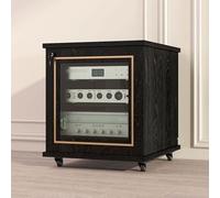 LHXLSH Porta Vinili, Hi Fi Rack HiFi Aperto Multifunzione, Rack Audio Mobile Con Ruote Universali, Per Soggiorno Sala Teatro Ripiano Rack Amplificatore Centro Intratte(Black)