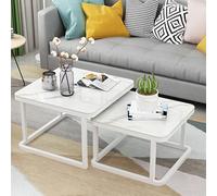 LHXLSH Salontafel Moderne Houten Bijzettafel, Salontafel Met Ronde Hoek, Veelzijdig Koffietafel, Vierkante Salontafel, Eenvoudige En Moderne Salontafel, Voor Woonkamer, Balkon(White)