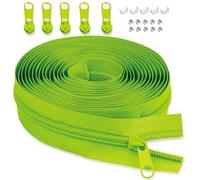 LHZHLE Chiusura lampo infinita da 3 mm, con cerniera: 3,65 m, in nylon giallo fluorescente, chiusura lampo - al metro con 5 cerniere per biancheria da letto e cuscino