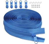 LHZHLE Chiusura lampo infinita da 3 mm, con cerniera: 3,65 m, in nylon indaco, al metro, con 5 cerniere per biancheria da letto e cuscino