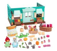 Li’l Woodzeez Negozio generale Honeysuckle Hollow con libro | Set da 72 con negozio, bancone, 2 personaggi, accessori in miniatura e libro di fiabe incluso, Negozio da inventare, 3+ anni