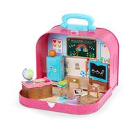 Li’l Woodzeez Playset da viaggio per l’aula con valigetta scuola | Set da 17 con valigetta, banchi, armadietto, lavagne, mappamondo e accessori per il gioco d’immaginazione, 3+ anni