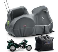 LI LIBZAKI Copertura per trike, copertura per moto, resistente, 600D, impermeabile, per modelli Harley Davidson a ruota libera, Tri Glide, versione CVO, Trike Goldwing, Chidftain, Challenger, grigio