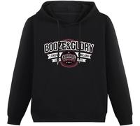 LI XIAOYA Booze & Glory Hooded Hoody with Pocket Pullover Sweatshirts Black L